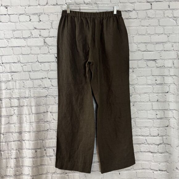 AYR The Tourist Linen Pants Womens L Elastic Waist Sicilian Umber Brown Resort - Picture 12 of 14